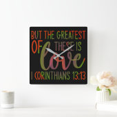 1 Korienthianer 13:13 Quadratische Wanduhr (Zuhause)