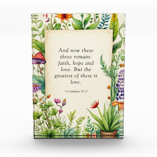 1 Korinthen 13:13 Christliches Bibelverse Fotoblock (Vorderseite)
