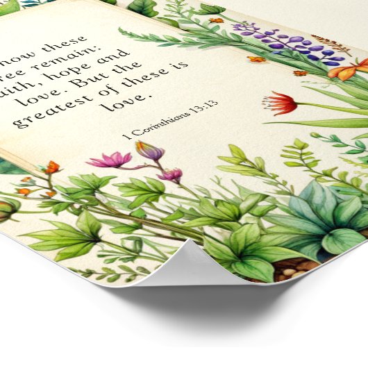 1 Korinthen 13:13 Christliches Bibelverse Poster (Ecke)