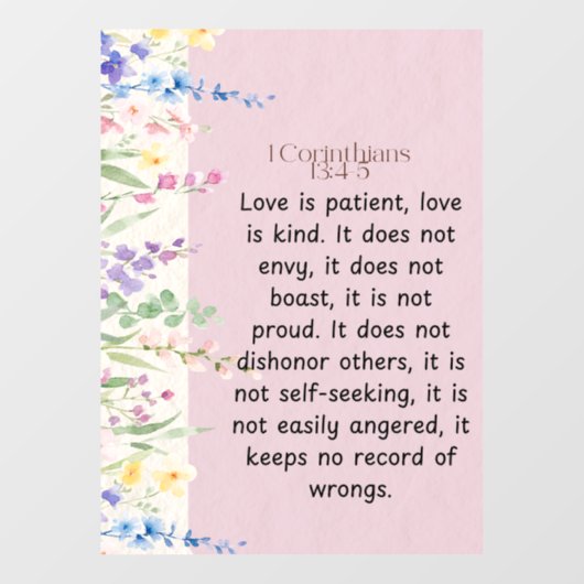 1 Korinthen 13:4-5 Bibelverse Bild Fensteraufkleber (Blatt)