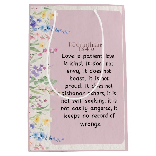 1 Korinthen 13:4-5 Bibelverse Bild Mittlere Geschenktüte (Vorderseite)