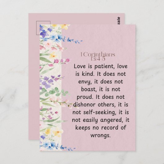 1 Korinthen 13:4-5 Bibelverse Bild Postkarte (Vorne/Hinten)
