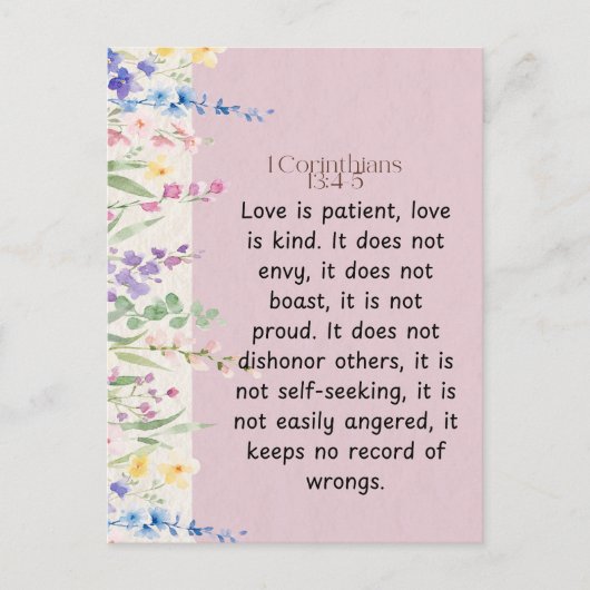 1 Korinthen 13:4-5 Bibelverse Bild Postkarte (Vorderseite)