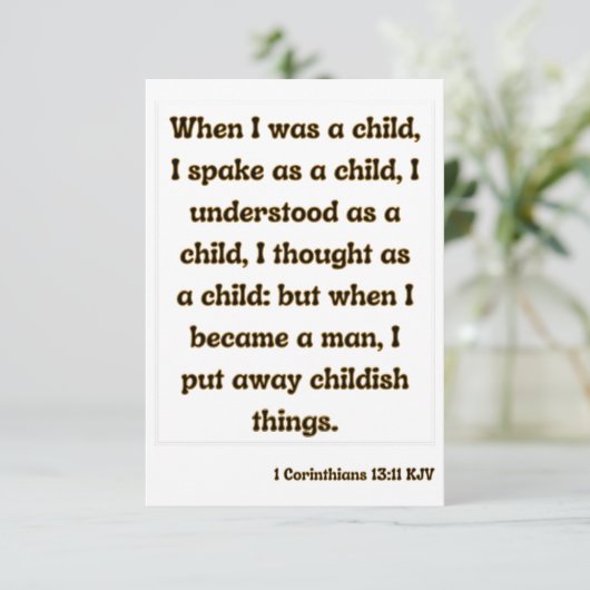 1 Korinther 13:11 Bibelschrift Gruß Karte (Stehend Vorderseite)