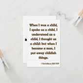 1 Korinther 13:11 Bibelschrift Gruß Karte (Vorderseite/Rückseite Beispiel)