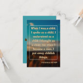 1 Korinther 13:11 Bibelschrift Pic Begrüßung Karte (Vorderseite/Rückseite Beispiel)