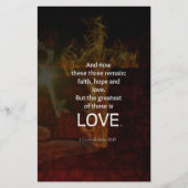 1 Korinther 13:13 Bibelverse Zitat über LIEBE Briefpapier (Vorderseite)