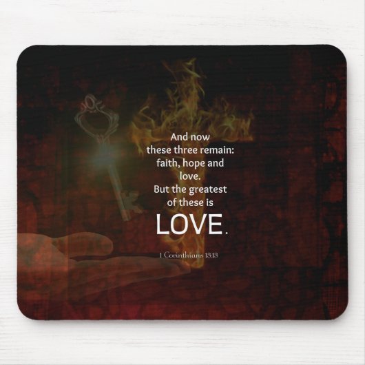 1 Korinther 13:13 Bibelverse Zitat über LIEBE Mousepad (Vorne)
