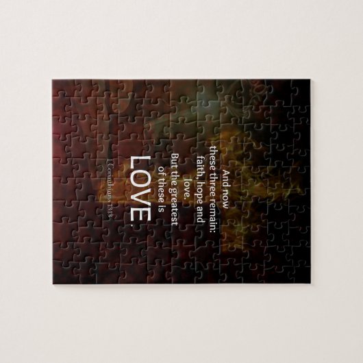 1 Korinther 13:13 Bibelverse Zitat über LIEBE Puzzle (Horizontal)