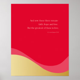 1 Korinther 13:13, Liebe, Wall Art, Red & Gold Poster