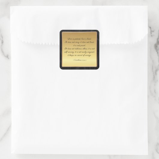 1 Korinther 13:4-5 Liebe, Quadratischer Aufkleber (Tasche)