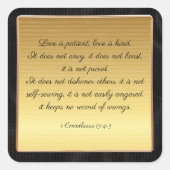 1 Korinther 13:4-5 Liebe, Quadratischer Aufkleber (Vorderseite)