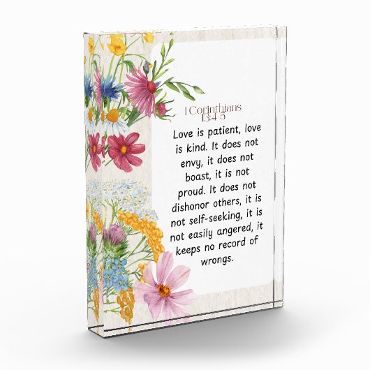 1 Korinther 13:4-5 Wasserfarben-Design Fotoblock (Links)