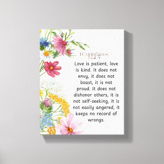 1 Korinther 13:4-5 Wasserfarben-Design Leinwanddruck (Vorderseite)