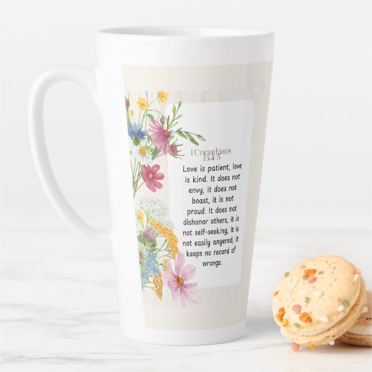 1 Korinther 13:4-5 Wasserfarben-Design Milchtasse (Beispiel)