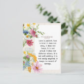 1 Korinther 13:4-5 Wasserfarben-Design Postkarte (Stehend Vorderseite)