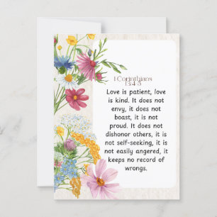 1 Korinther 13:4-5 Wasserfarben-Design Postkarte