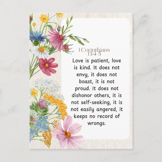 1 Korinther 13:4-5 Wasserfarben-Design Postkarte (Vorderseite)