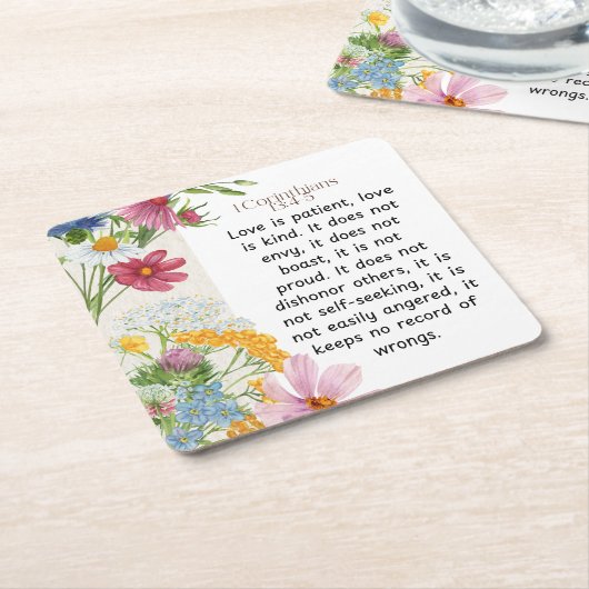 1 Korinther 13:4-5 Wasserfarben-Design Rechteckiger Pappuntersetzer (angewinkelt)