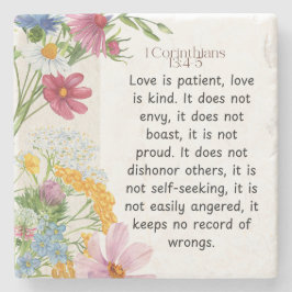 1 Korinther 13:4-5 Wasserfarben-Design Steinuntersetzer