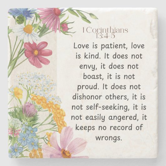 1 Korinther 13:4-5 Wasserfarben-Design Steinuntersetzer (Vorderseite)