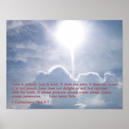 1 Korinther 13:4 6-7 Wolken Poster (Vorne)