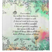 1 Korinther 13: 4-7 Duschvorhang (Vorderseite)