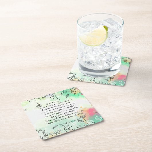 1 Korinther 13: 4-7 Maus Pad Rechteckiger Pappuntersetzer (Vor Ort)