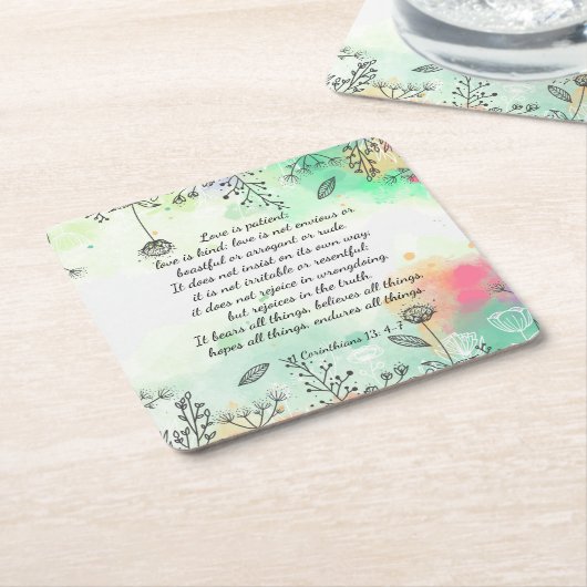 1 Korinther 13: 4-7 Maus Pad Rechteckiger Pappuntersetzer (angewinkelt)