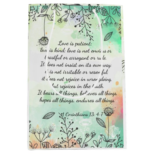 1 Korinther 13: 4-7 Mittlere Geschenktüte (Vorderseite)