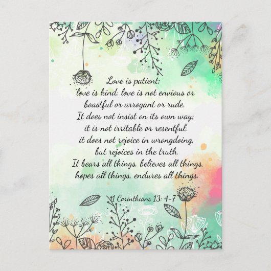 1 Korinther 13: 4-7 Postkarte (Vorderseite)
