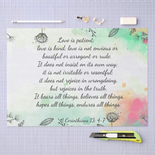 1 Korinther 13: 4-7 Seidenpapier (Handwerk)