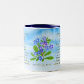 1 Korinther 13:4-7 Vergiss Me Nots Bible Verse Mu Zweifarbige Tasse (Mittel)