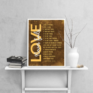 1. Korinther 13:4-8 Bibelvers, Vintage Braun Poster