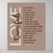 1 Korinther 13:4-8 Bibelverse, Beige Leder Poster (Vorne)