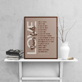 1 Korinther 13:4-8 Bibelverse, Beige Leder Poster
