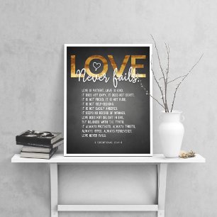 1 Korinther 13:4-8 Bibelverse, Chalk & Gold Poster