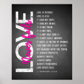 1 Korinther 13:4-8 Bibelverse, Chalk & Pink Poster (Vorne)
