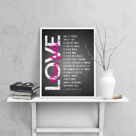 1 Korinther 13:4-8 Bibelverse, Chalk & Pink Poster