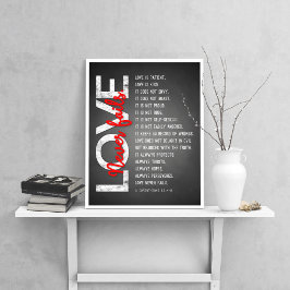 1 Korinther 13:4-8 Bibelverse, Chalk & Red Poster
