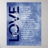 1 Korinther 13:4-8 Bibelverse, dunkelblau Poster (Vorne)