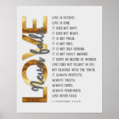 1 Korinther 13:4-8 Bibelverse, Gold & Grau Poster (Vorne)