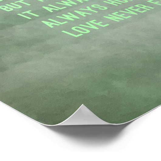 1 Korinther 13:4-8 Bibelverse, Grüne Grunge Poster (Ecke)