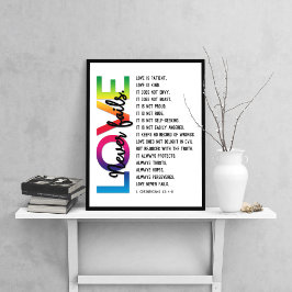 1 Korinther 13:4-8 Bibelverse, Regenbogenfarbe Poster