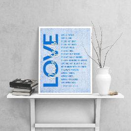 1 Korinther 13:4-8 Bibelverse, Sky Blue Poster