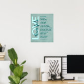 1 Korinther 13:4-8 Bibelverse, Vintag Aquamarin Poster (Heimbüro)