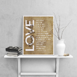 1 Korinther 13:4-8 Bibelverse, Vintag Beige Poster
