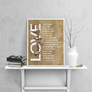 1 Korinther 13:4-8 Bibelverse, Vintag Beige Poster