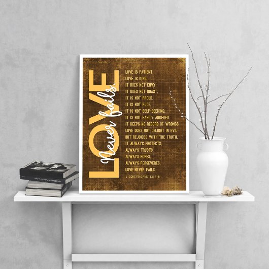 1 Korinther 13:4-8 Bibelverse, Vintag Brown Poster