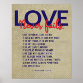 1 Korinther 13:4-8 Bibelverse, Vintag Tan Poster (Vorne)